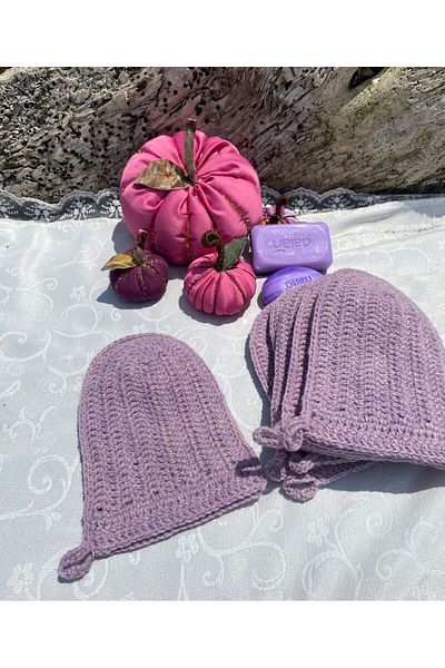 Kadife Hanım Hand Knitted Bathing Fiber from 100% Sheep Wool - Lila