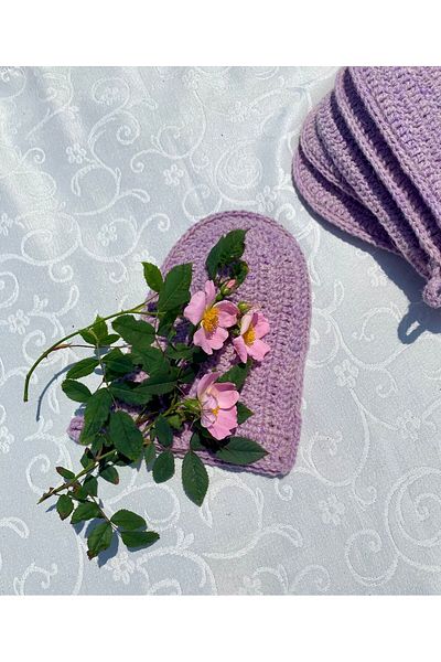 Kadife Hanım Hand Knitted Bathing Fiber from 100% Sheep Wool - Lila