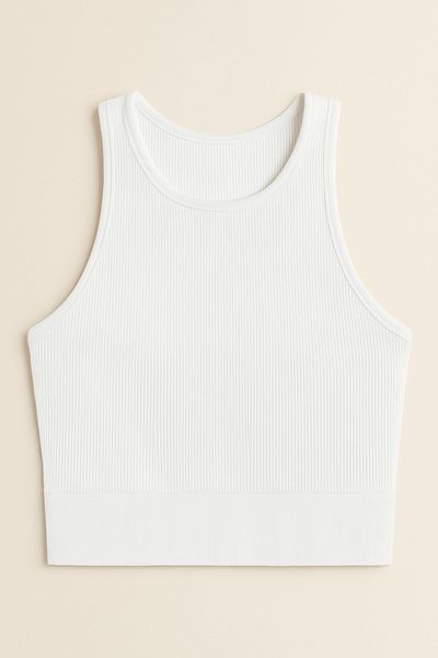 BK Seamless White Color Wicking Flexible Gather Crop