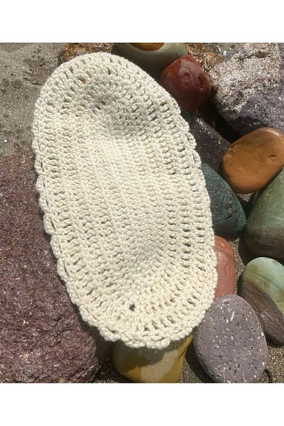 Kadife Hanım Hand Knitted Bath Loofah Made of 100% Sheep Wool - Cream Patterned / Single Layer