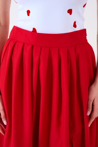 OEM Pleated skirt with slit on the leg, red - L(40)