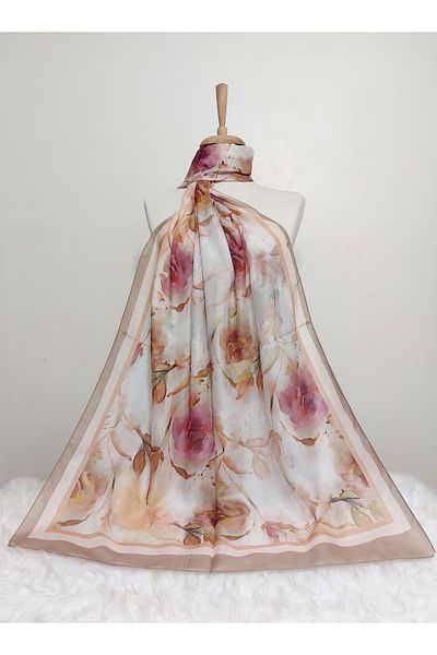 REMOMODA Patterned Soft Cotton Shawl Floral Model