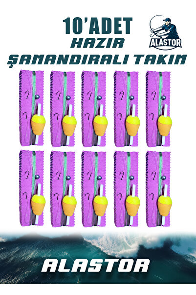 ALASTOR 10'Lu Hazır Set Şamandıralı Olta Ucu Takımı - 3 İğneli Mantarlı Hazır Takım - Şıpşıp