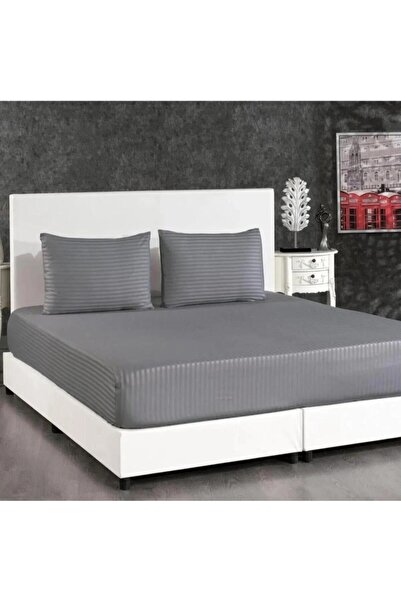 Artiva Home Collection طقم ملاءة سرير وغطاء وسادة من الساتان المخطط من القطن