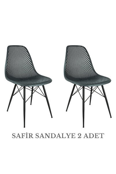 NEWBELLA Safir Sandalye Antrasit 2'li Set – Bahçe, Mutfak, Kafe, Balkon