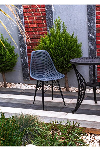 NEWBELLA Safir Sandalye Antrasit 2'li Set – Bahçe, Mutfak, Kafe, Balkon