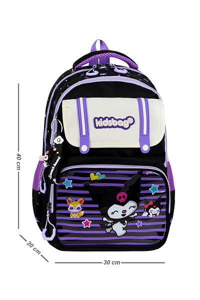 great bags Rucsac pentru școală primară pentru fete, model coreean Kawai, cu accesorii de culoare neagră, nutriție termică și suport pentru stilou
