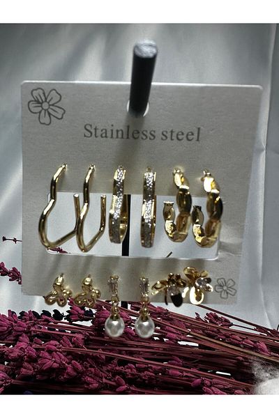 Mutenaura Stainless Steel Earring Set of 12