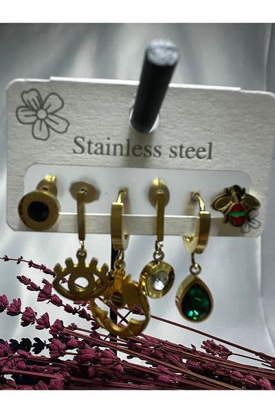Mutenaura Stainless Steel Earrings Set of 6