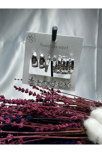 Mutenaura Stainless Steel Earring Set of 12