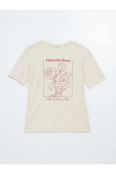 LC Waikiki Crew Neck Printed Oversize Women's T-Shirt