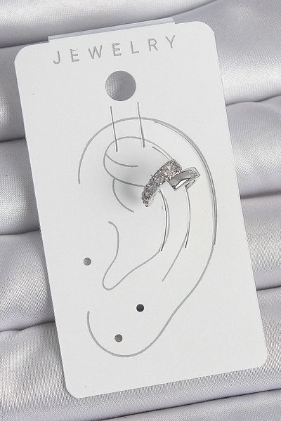 kuzenler store Brass Silver Color Zircon Stone Women's Cartilage Earrings - Lisinya