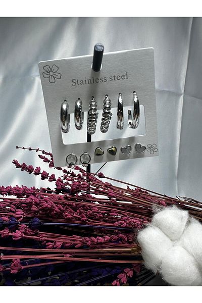 Mutenaura Stainless Steel Earring Set of 12