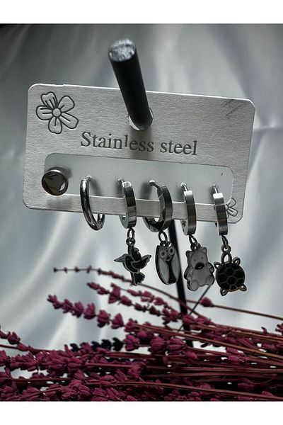 Mutenaura Stainless Steel Earrings Set of 6