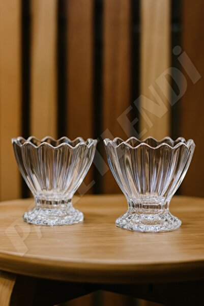 PAKETLENDİ Niles 6 Pieces Ice Cream Bowl, Snack Bowl, Sugar Bowl, Footed Mug Bowl 250ml - Ice Cream