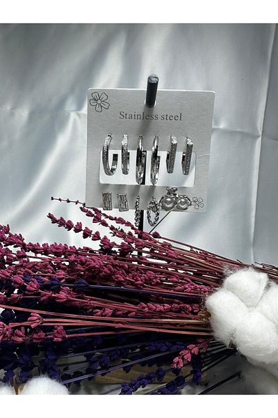 Mutenaura Stainless Steel Earring Set of 12