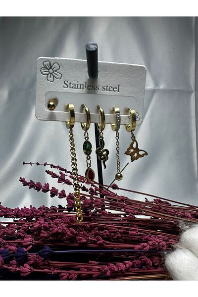 Mutenaura Stainless Steel Earrings Set of 6