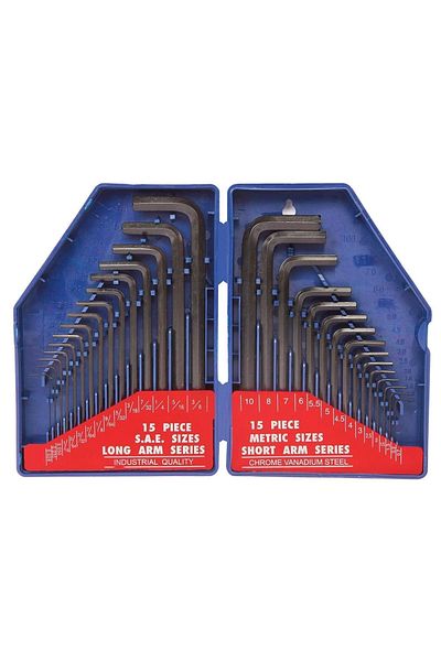 Workpro Wp222018 30 Piece Long Size Cr-V Metric/Inch Professional Allen Key Set
