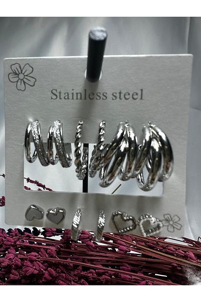 Mutenaura Stainless Steel Earring Set of 12