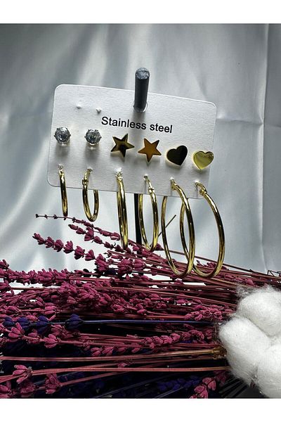Mutenaura Stainless Steel Earring Set of 12