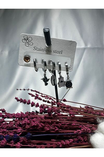 Mutenaura Stainless Steel Earrings Set of 6