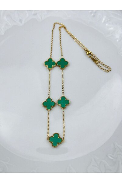 AKSESUARIM قلادة نسائية من الفولاذ المينا على شكل برسيم