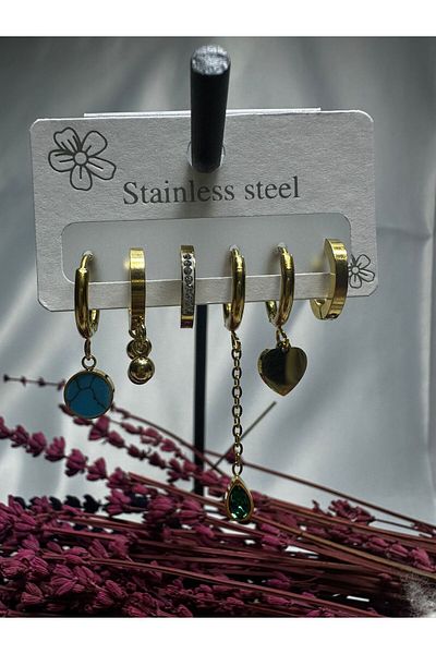 Mutenaura Stainless Steel Earrings Set of 6