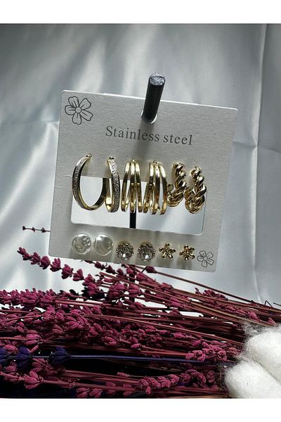Mutenaura Stainless Steel Earring Set of 12