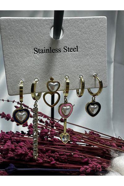 Mutenaura Stainless Steel Earrings Set of 6