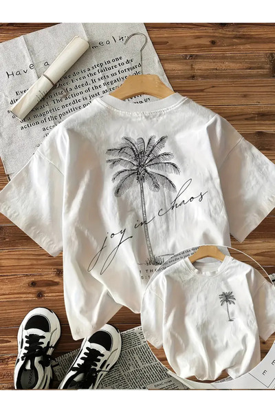 AEMİ تي شيرت برقبة دائرية كبيرة الحجم مطبوع عليه Joy In Chaos للجنسين