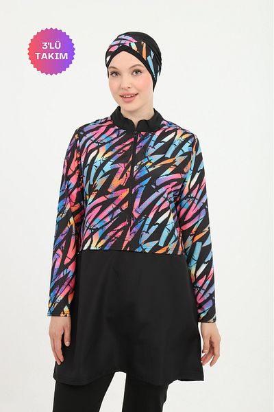 Sonne's Water Repellent Quick Dry 3-Piece Fully Covered Hijab Swimsuit Set