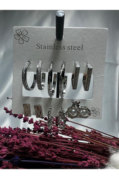 Mutenaura Stainless Steel Earring Set of 12