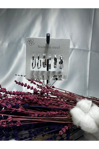 Mutenaura Stainless Steel Earring Set of 12