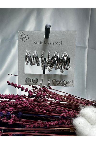 Mutenaura Stainless Steel Earring Set of 12