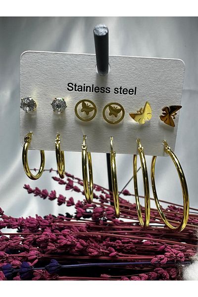 Mutenaura Stainless Steel Earring Set of 12