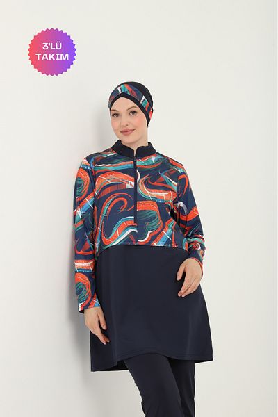 Sonne's Water Repellent Quick Dry 3-Piece Fully Covered Hijab Swimsuit Set