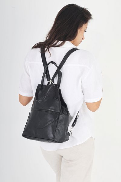 Erzeno Genuine Leather Women's Backpack and Shoulder Bag (Suitable for Use as Both a Shoulder Bag and a Backpack)