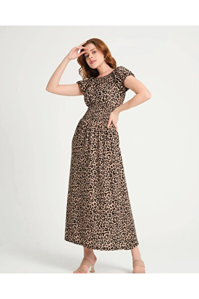 MİSS AYDA Belden Oturmalı Uzun Elbise