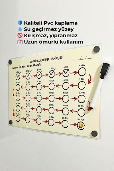 Metranya 30 Day Goal Tracker Exam Lesson Question Fitness Diet Planner Manifest Fridge Top Magnet