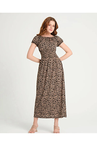 MİSS AYDA Belden Oturmalı Uzun Elbise