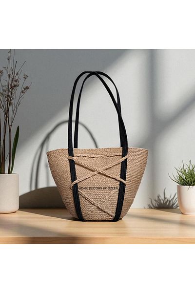 home decors by özlem Straw Shoulder Bag Beach Bag Daily Bag Handcrafted Handmade