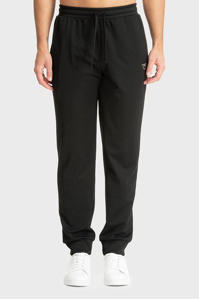 Emporio Armani With Logo Regular Fit Tie-Up Ribbed Leg Jogger Pants Men's Trousers Em000500 Af