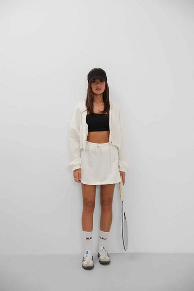 Maxi modena Zippered Ecru Sweatshirt with Elastic Waist