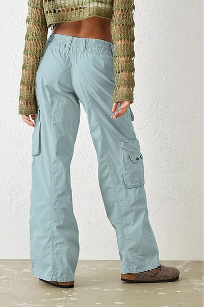 september island Sweet Blue Y2K Cargo Pants with Cargo Pockets Parachute