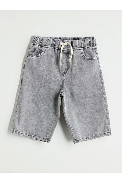LC Waikiki Lcw Kids Gray Elastic Waist Boys Jean Shorts