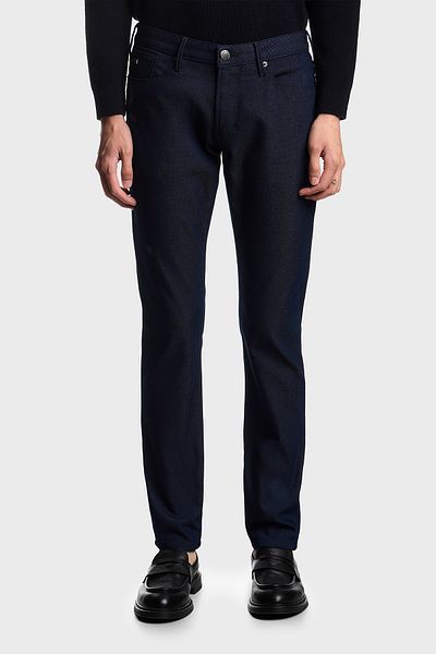 Emporio Armani Polka Dot Stretch Cotton Slim Fit Low Waist Narrow Leg Jeans Men's Denim Pants Em00012