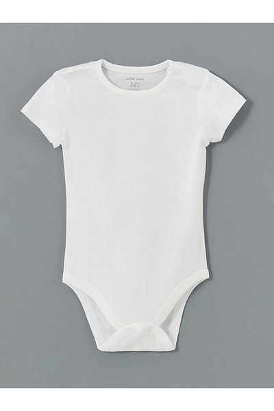 LC Waikiki Lcw Baby Ecru Organic Fabric Baby Girl Bodysuit with Snap Fasteners 2-Pack
