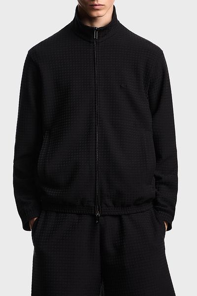 Emporio Armani Jacquard Cotton Regular Fit Stand Collar Zipper Sweat Men's Sweat Em003444 Af13700 Fc2