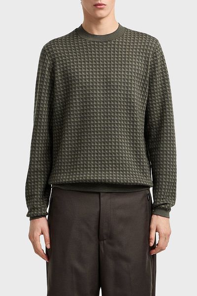 Emporio Armani Woolen Jacquard Logo Printed Regular Fit Crew Neck Sweater Men's Sweater Em001989 Af141