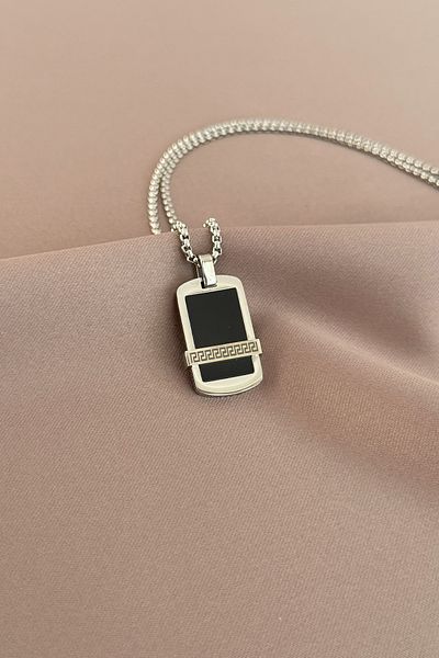 laria jewelry Greek Patterned Stone Locket Necklace